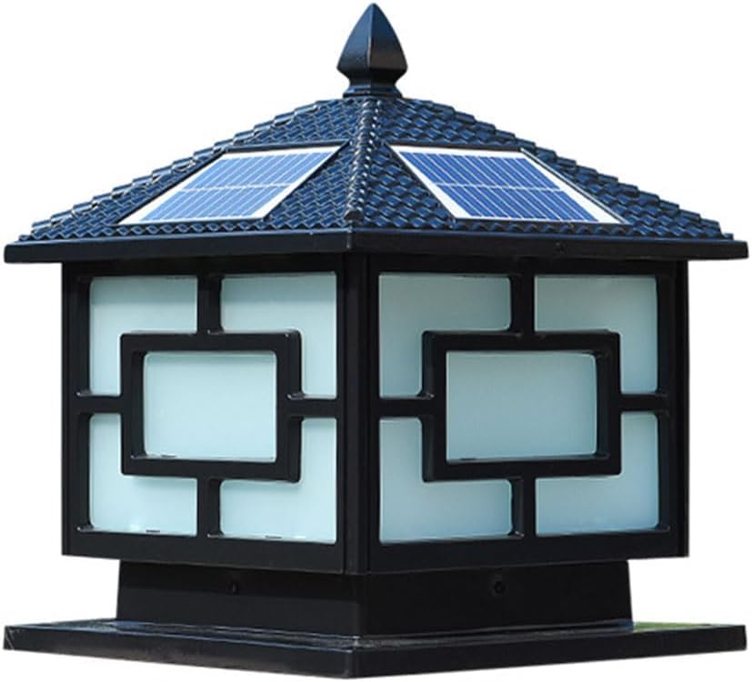 Lampe de pilier extérieure rétro en alu pour villa chic