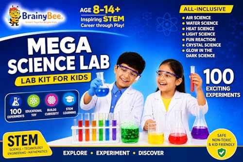 Image of Mega Science Lab Kit for Kids | 100 Experiments | STEM Educational DIY Toy | Age 6-15 with 100 Plus Chemistry Experiments STEM Learning Set