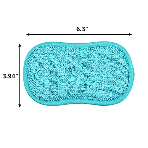 Image of Durable Scrub Scouring Sponge, Non-Scratch Microfiber Multi Surface Scrub and Wipe Sponges, Effortless Cleaning of Dishes, Pots and Pans, 6 Pack, Blue
