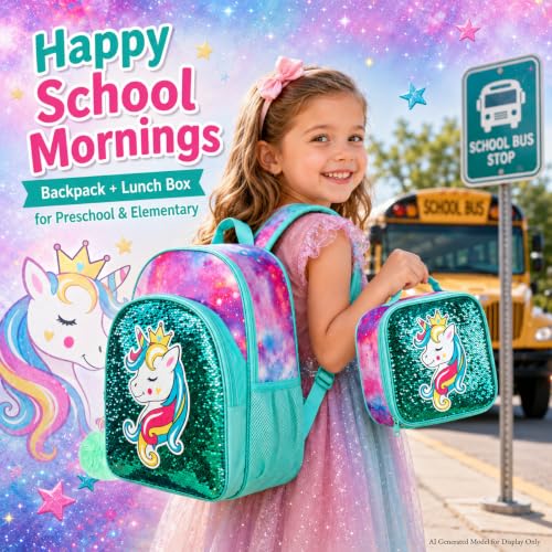 Image of 16 inch Backpack for Girls Boys 4-8, 3Pcs Kids Bookbag Set with Lunch Box, School Bag for Preschool Kindergarten