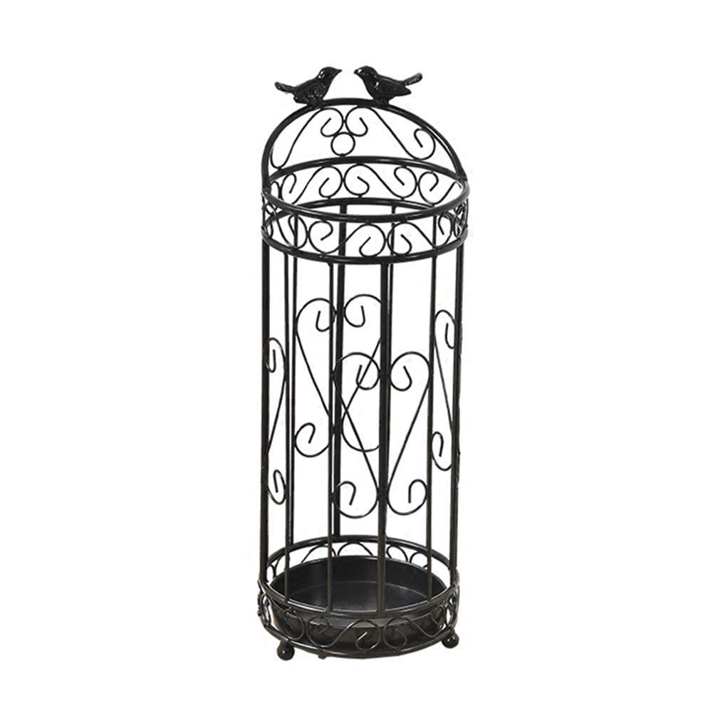 DUANHOZ Umbrella Stand Rack,Umbrella Stand Wrought Iron Compact,Built-in Hook Can Store Long and Short Umbrellas,Independent Drip Tray (Black)