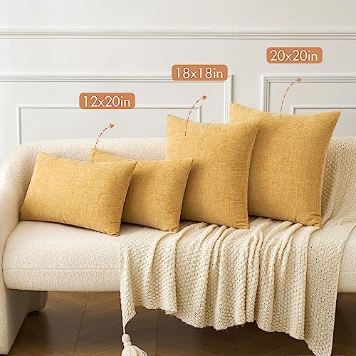 Image of MIULEE Pack of 2 Couch Throw Pillow Covers 20x20 Inch Soft Gold Chenille Pillow Covers for Sofa Living Room Spring Home Decor Couch Solid Dyed Cases