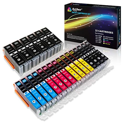 Arthur Imaging Compatible Ink Cartridge Replacement for Canon Pgi-250Xl CLI-251XL for Use with Pixma MX922 MG5520 (6 Large Black, 4 Small Black, 4 Cyan, 4 Yellow, 4 Magenta, 22-Pack)