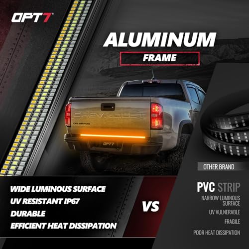 OPT7 Plug'n'Play Harness for 2022-2024 Maverick 2.0L EcoBoost Without BLIS (Not for 2.5L Hybrid Engine) & OPT7 48" Redline Triple Row LED Tailgate Light Bar w/Sequential Amber Turn