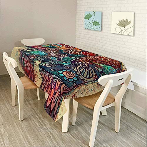 Nappe éléphant ethnique marron 140x220 cm rectangulaire boho - 3