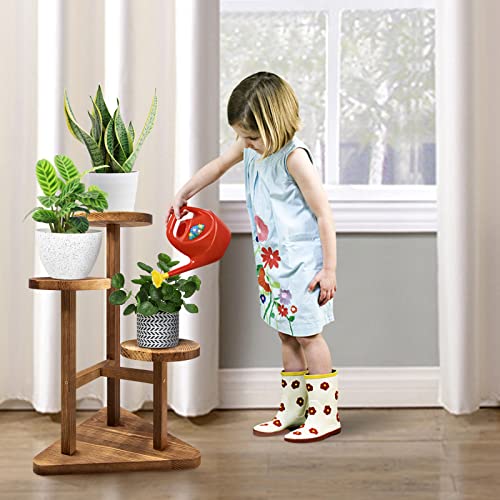 Geebobo 3 Tier Plant Stand, Tall Wood Plant Shelf Holder For Indoor Plants, Outdoor Garden Plant Display Rack Flower Pot Stand For Corner Living Room Balcony Garden Patio, Nature,V3( No Wheels #TOP2