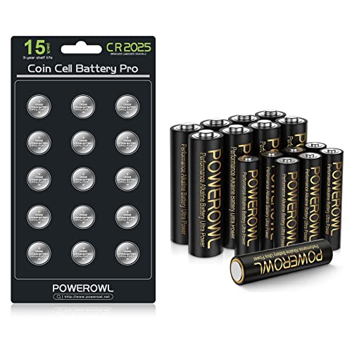 Powerowl High-Capacity Alkaline Aa Aaa Batteries Combo 16 Pack & Cr2025 Batteries 15 Pcs #TOP16