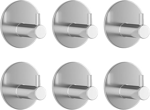 Miniatura 7 de Miliocry Paquete de 6 ganchos para toallas de baño, ganchos adhesivos, gancho de pared resistente, resistente al agua, de acero inoxidable