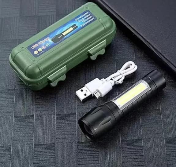 odin ODIN_Mini Rechargeable Tourch Light| Pocket Tourch for Emergency Use| with Flashlight Zoomable 3 Modes USB Charging Torch Light, [Aluminum Body](Pack of 1)-picture-18