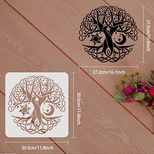 FINGERINSPIRE Tree of Life Stencils Templates 30x30cm Reusable DIY Art Craft Painting Template - Image 2
