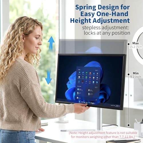 Image of Aluminum Monitor Stand with Spring-Adjustable Height, Vesa Mount with Full Tilt, Swivel & Rotation, Only for 7.7-11LB Monitor Weight Range