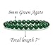 Dyed Green Agate Gemstone 8mm Ball Beads Stretch Bracelet 7 Inch