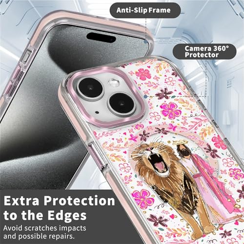 Coques de téléphone pour iPhone 14 magnétique transparente et fine rose - 5