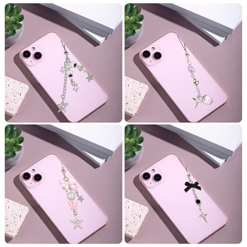 GEEHUA 4 Lindos Charms para Celular, Juego de Charms para Celular, Fresa Rosa, Mariposa, Estrella, Lindo Encanto para Teléfono, Accesorios para Funda de Celular, Llavero, Decoración de Cámara - imagen 4