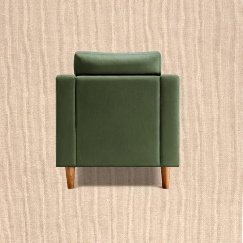 Image of Duroflex Ease Plus - 1 Seater Sofa Set for Living Room | 3 Year Warranty | Premium Wooden Frame Sofa | Anti-Pilling Fabric, Fade & Termite Resistant | Comfortable & Durable Couch - Chive (Green)
