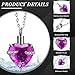 Ecation 15 Pcs Urn Necklace for Ashes Women Keepsake Cremation Jewelry Stainless Steel Cross Heart Cubic Locket Ashes Necklace for Human Loved One(Purple)