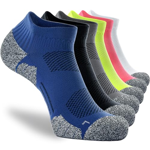 CWVLC Unisex Cushioned Compression Ankle Socks 6-Pack