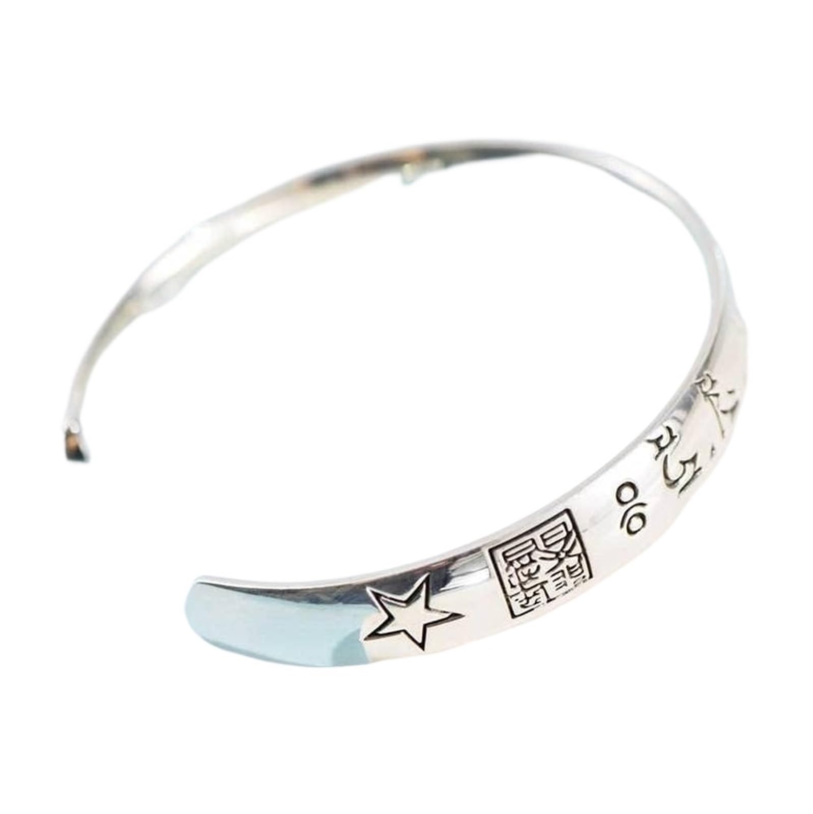 Bracciale in argento, bracciale rigido alla moda, bracciale retrò S999 Bracciale in argento Incantesimo buddista Bracciale rigido in argento regolabile Bracciale gioielli in argento personalizzato
