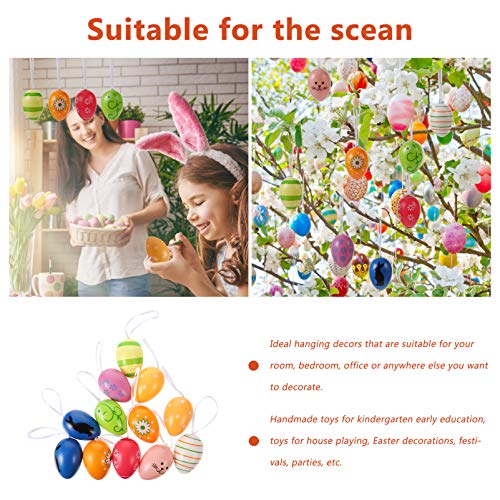 jojofuny 12 stks Pasen Ei Ornamenten Kleurrijke Ei Opknoping Ornamenten Schuim Pasen Eieren Pasen Krans Decoratie Kids… - Image 3