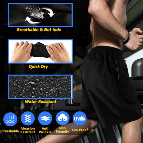 Scotamalone Mens Swim Trunks Swimming Shorts Swimwear Bathing Suits Quick Dry 7 Inch with Mesh Lining Black - Thumbnail 3