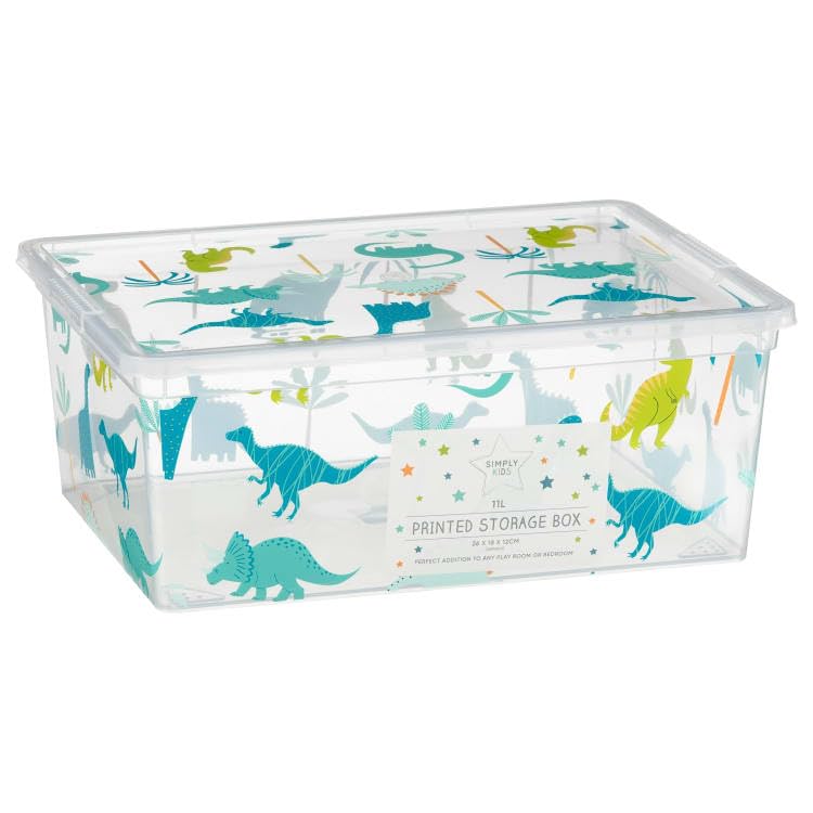 FAHAAM New Kids Storage Box with Dinosaur Print – Plastic Square Storage Container for Toys & Clothes – Durable & Colorful Organizer for Children’s Room