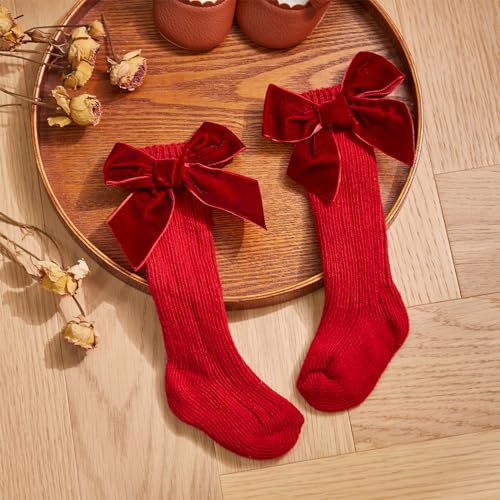 Newborn Baby Boys Girls Socks Toddler Kids Infant Knee High Ribbed Leg Warmer Bow Knot Solid Cotton Tights 0-3Y2