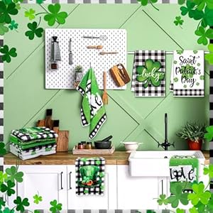 6 Pcs St. Patrick's Day Kitchen Hand Towels Shamrock Dish Towels 14 x 21 Inch Decorative Absorbent Green Irish Tea Towels for Kitchen Bathroom Gifts(Plaid) 6 Pcs St Patricks Day Kitchen Hand Towels Shamrock Dish Towels 14 x 21 Inch Decorative Absorbent Green Irish Tea Towels for Kitchen Bathroom GiftsPlaid