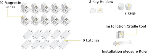 Miniatura 3 de Vmaisi Cerraduras magnéticas adhesivas para armarios y cajones (10 cerraduras y 2 llaves)