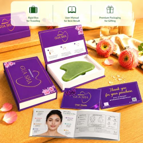 Image of Grade A+ Pure Jade Gua Sha Tool for Face Massage, Jawline Sculpting & Lymphatic Drainage, Natural Jade Stone, Premium Travel-Friendly Rigid Gift Box