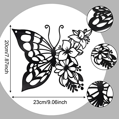 Image of EZ4ENCE Butterfly Decoration Wall Art Boho Home Decor Hanging Appearance Metal Flower for Bedroom Living Room Wall,Black(Medium)