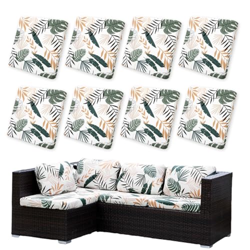 Hiseng Housses de Coussin d'extérieur Imprimé Feuilles de Palmier 3D Extensible Housses de Coussin de Siège Canapé de Remplacement pour Salon de Jardin, Meubles de...