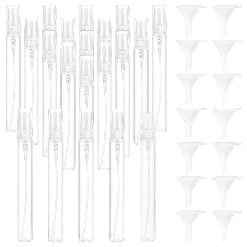 nbeads 200 Pcs 10 ml Flacon Vaporisateur de Parfum, Vaporisateur de Voyage Rechargeable avec 20 entonnoir et Flacon de Parfum en Verre Étanche pour la Salle de Sport les Activités de Plein Air