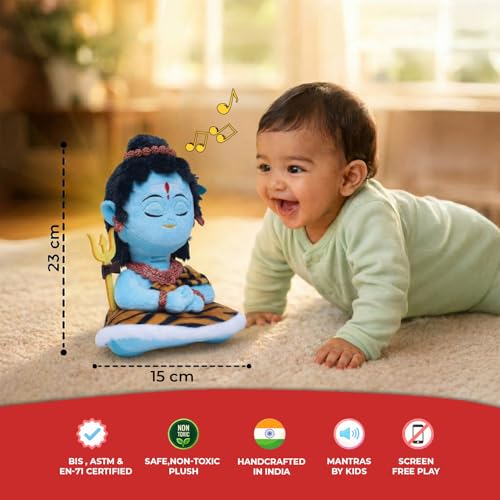 Image of Panda's Box Mantra Chanting Baby Shiva Soft Toys for Kids | Musical Stuffed Plush Toy for Girls & Boys | Non-Toxic, Safe | Best Birthday Gift for Newborn, Infants & Toddlers | Teddy Bear |Small 23 CM