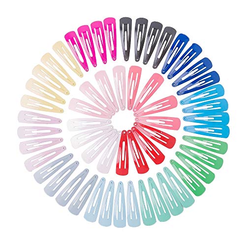 Snap Hair Clips for Girls 2 Inch Solid Candy Color Hair Barrettes for Women Non-Slip Metal Barrettes (120 Pcs)