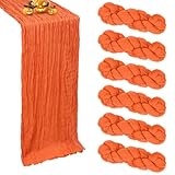 RestfulGlow 6 Pack Orange Cheesecloth Table Runner 10FT Boho Cheese Cloths Gauze Fabric Table Runner 120 Inch Rustic Sheer for Spring Wedding Birthday Party Baby Shower Holiday Home