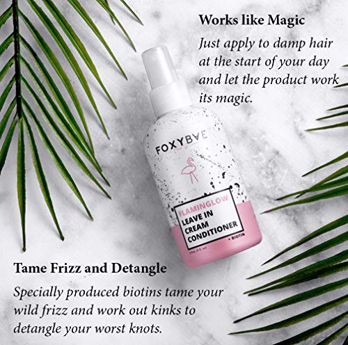 Foxybae Flaminglow Leave-In Conditioner Cream - Detangling Conditioning Spray With Keratin + Biotin For Hair Growth Enhancer, Curly, Color Treated Hair - 8 Oz #TOP4