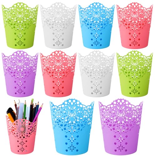 Pot a crayons en plastique ULELE lot de 10 organisateurs creux de bureau et ecole