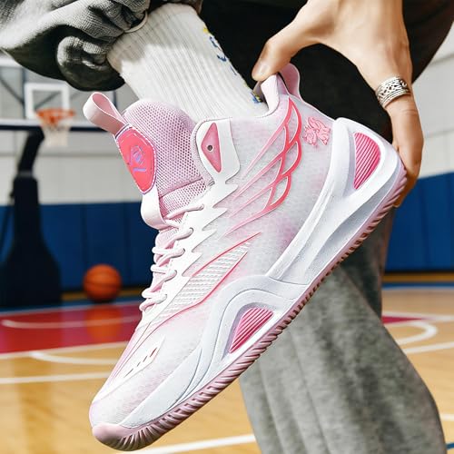 Image of Unisex Basketball Shoes for Women Men Breathable Mesh Non Slip Rubber Sole Lightweight Athletic Sneakers for Indoor Outdoor Court Walking Training
