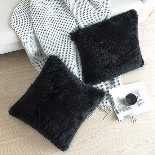 Image of Faux Fur Throw Pillow Covers for Couch Decorative Pillows 16x16 Inch