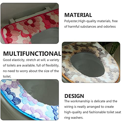 Cabilock 8Pcs Pads Home Pad Washable Toilet Bathroom Mixed Polyester Color Plush Pasting Closestool Winter Mat Cushion Accessories Thicken Cover Fuzzy Toilet Seat Cover #TOP5