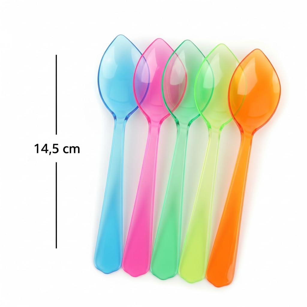 HYPER form Cucchiaini Riutilizzabili da Granita e Gelati, Trasparenti Colorati da 14,5 cm cf. da 1 KG