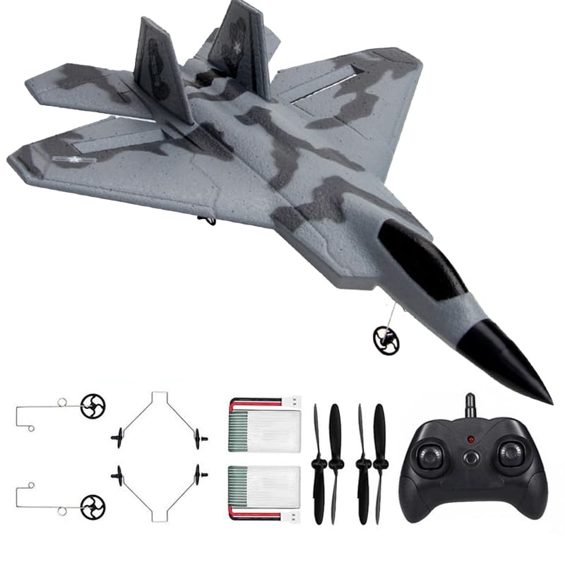 Foam F-22 RC 2 CH Remote Control Fighter Jet Plane Airplane Toy for Adults Kids Boys Beginners Easy Ready to Fly(Camouflage)