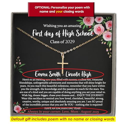Be Wished Personalized First Day of Freshman Year Gift, Starting High School Present with Meaningful Message and Jewelry, Ready To Give Necklace with Poem3