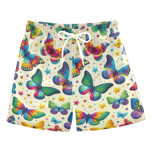 FLildon Colorful Butterflies Little Boys Swim Trunks with Mesh Lining Quick Dry Beach Board Shorts, 3T