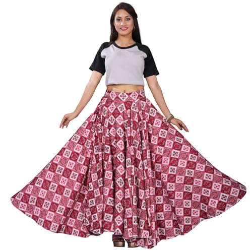 Image of JYESHTA Women's American Crepe Flared A Line Stitched Long Skirt with 12 Mtr Flare 40 in Height | Skirts for Women Long Length | Long Skirts for Girls
