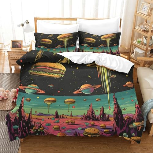 Housse de couette bourdon imprimé 3D parure de lit microfibre 200x200 cm fermeture éclair - 3