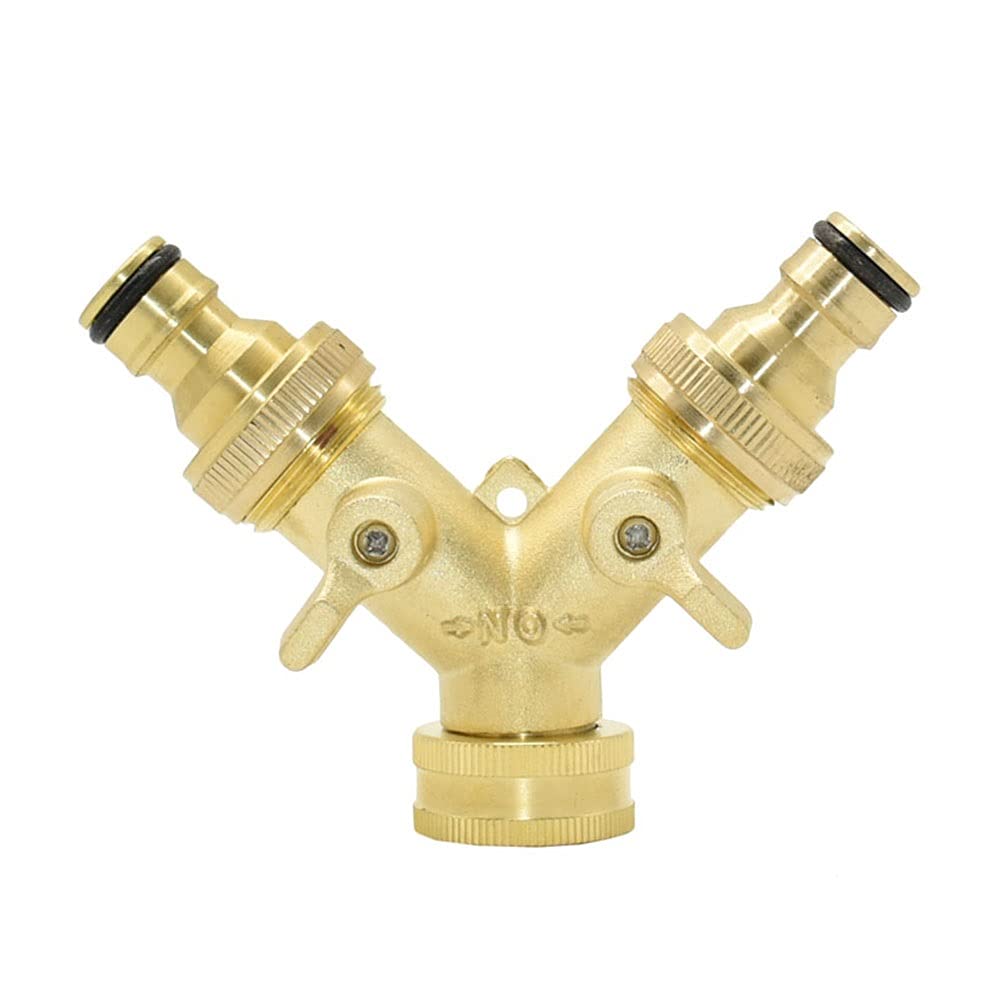 Btgpmwld Women's Style B Hose Splitter 2 Way, Brass 3/4 In To 2-Way 5/8 In Nipple Male Y Garden Hose Splitter