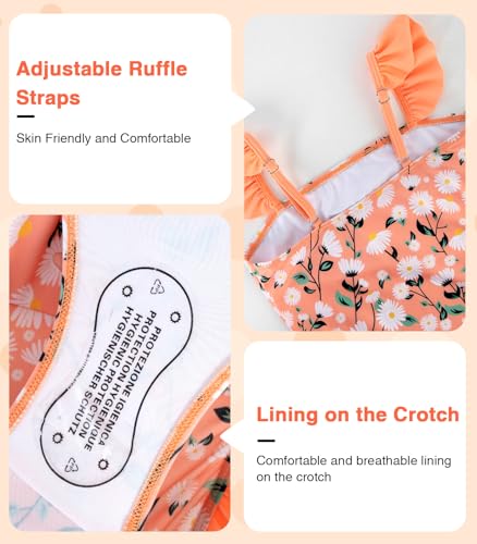 Image of DAXIANG Girls One Piece Ruffle Strap Swimsuit Quick Dry Mermaid Swimwear Beach Sport Bathing Suit for Toddler Kids 4-11 Years