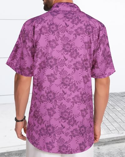 Image of Men Hawaiian Shirt Short Sleeve Summer Beach Button Down Shirts with Pocket