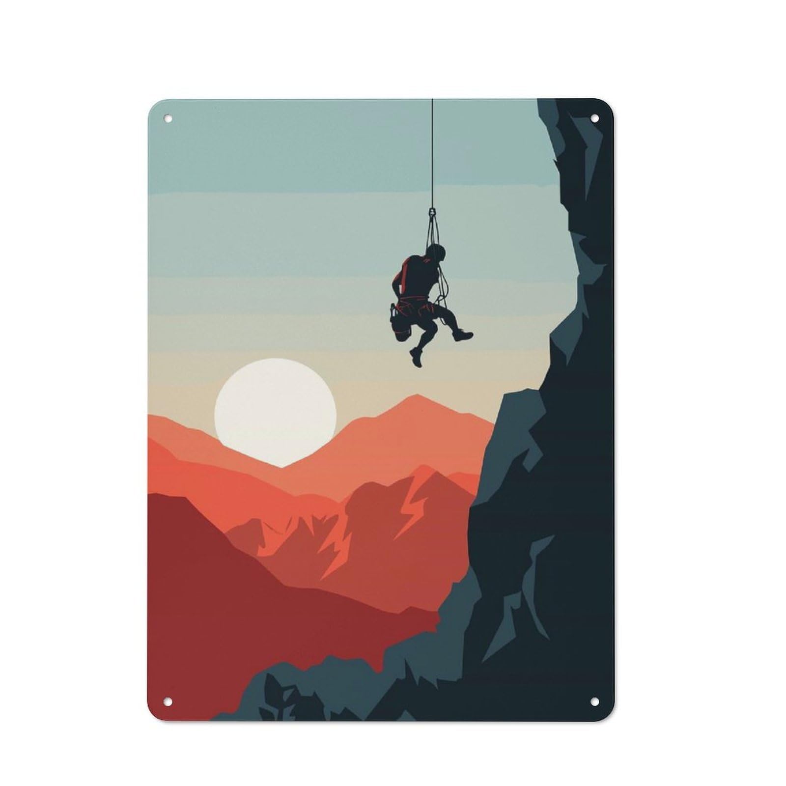 Junmoney Climber Hanging From Cliff Vintage Tin Sign 40X30cm, Nostalgic Retro Room Decor For Bedroom, Office, Home Bar Or Dining Room